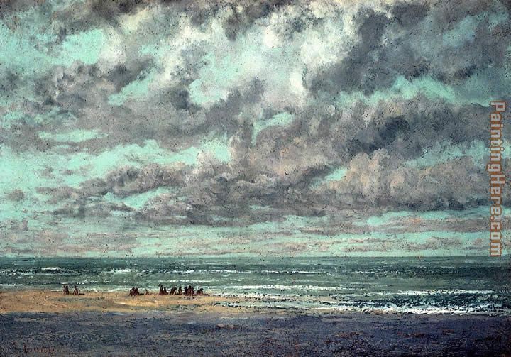 Marine Les Equilleurs painting - Gustave Courbet Marine Les Equilleurs art painting